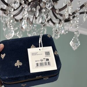 Sezane Navy and Gold Velvet Bag